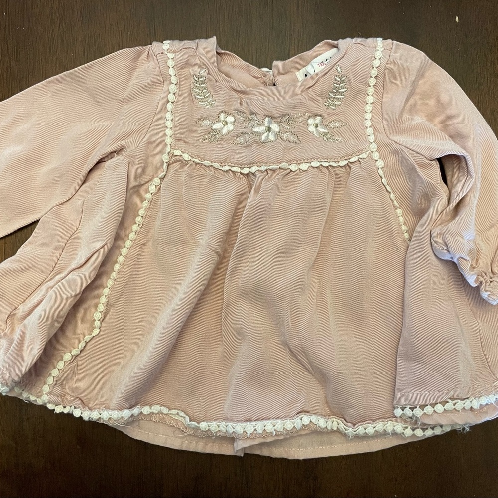 Artisan NY Pink Baby Shirt 3-6 Months Girls Long Sleeve